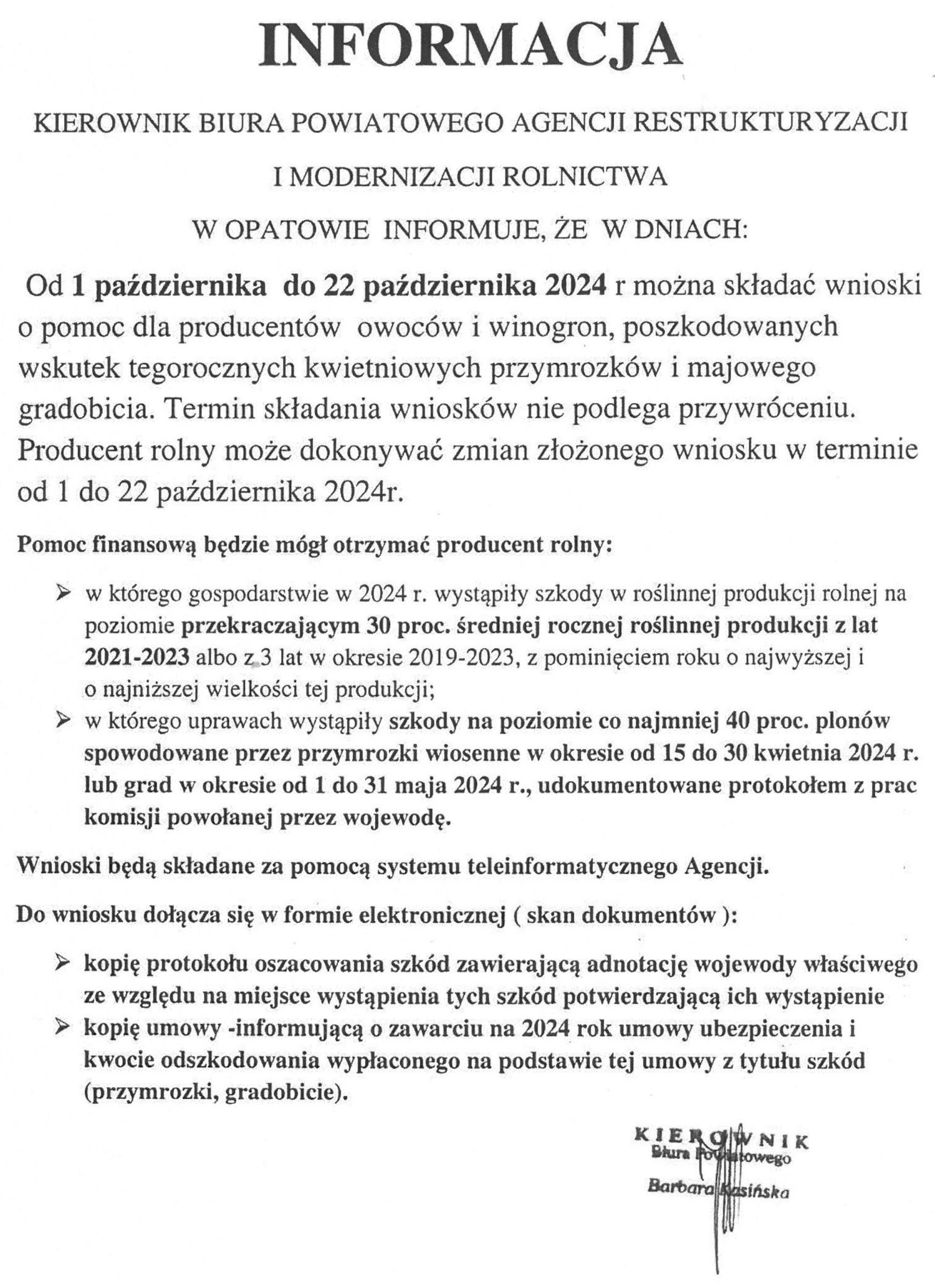 Grafika z treścią informacji