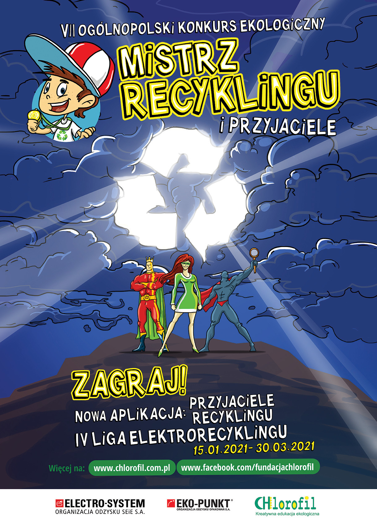 Plakat informacyjny - VII Ogólnopolski Konkurs Edukacji Ekologicznej dla dzieci - Mistrz Recyklingu i Przyjaciele