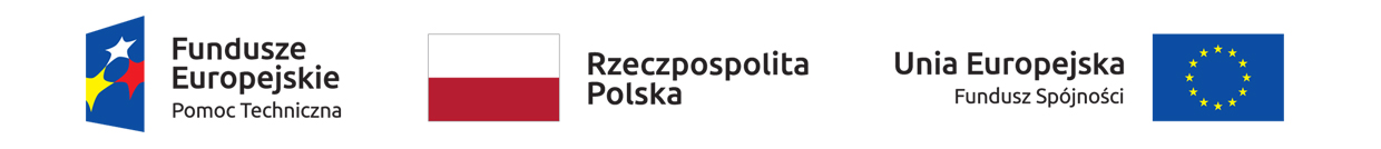 Baner promocyjny z grafikami: Fundusze Europejskie Pomoc Techniczna, Rzeczpospolita Polska, Unia Europejska Fundusz Spójności