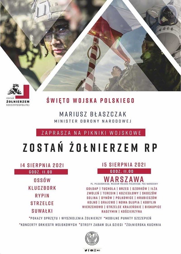 Plakat z informacjami o obchodach Święta Wojska Polskiego