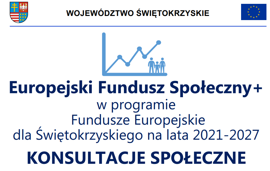 Grafika promująca konsultacje społeczne programu regionalnego na lata 2021-2027 Fundusze Europejskie dla Świętokrzyskiego