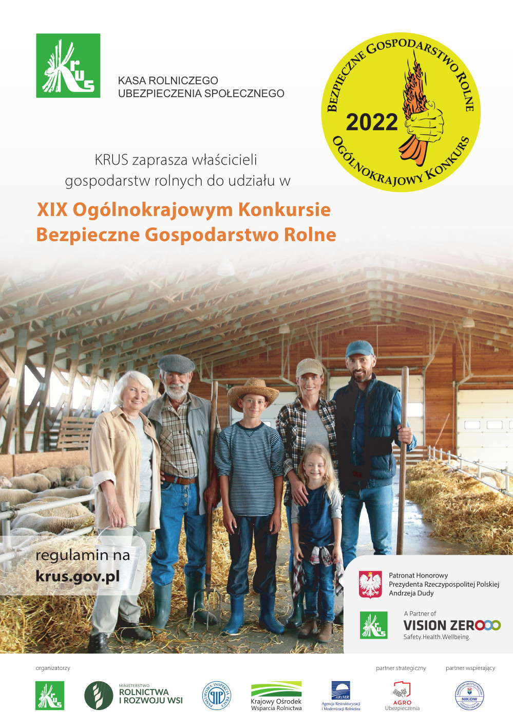 Plakat promujący XIX Ogólnokrajowy Konkurs Bezpieczne Gospodarstwo Rolne