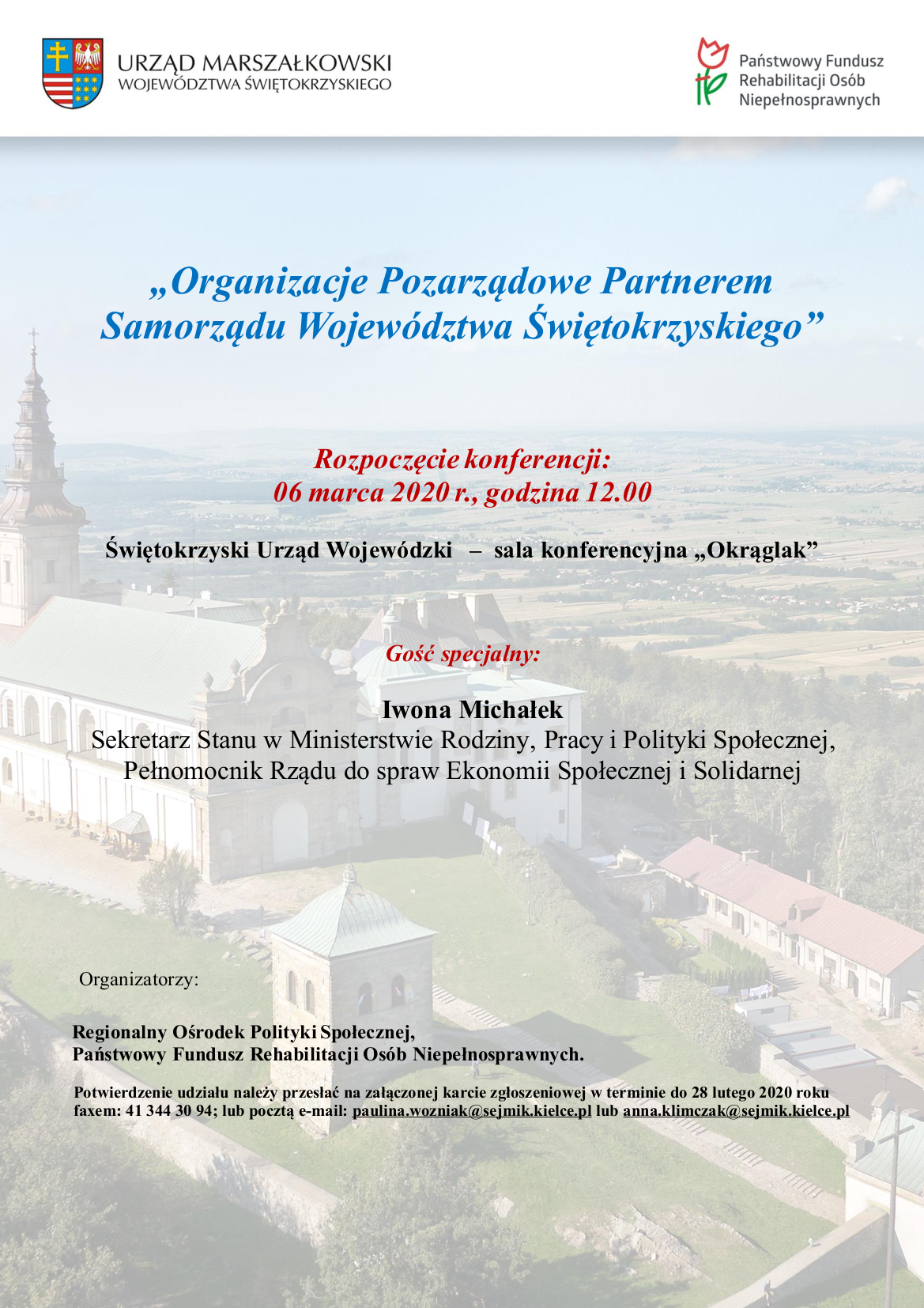 Plakat „Organizacje Pozarządowe Partnerem Samorządu Województwa Świętokrzyskiego”