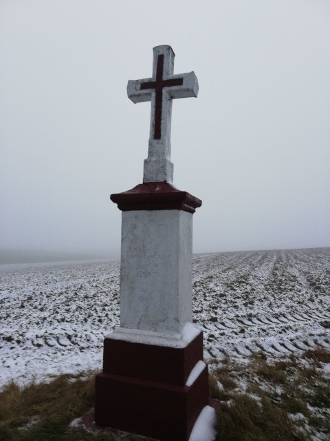 Krzyż murowany na postumencie usytuowany przy drodze gminnej 004507T Gierczyce - Rosochy po prawej stronie w kierunku Rosoch