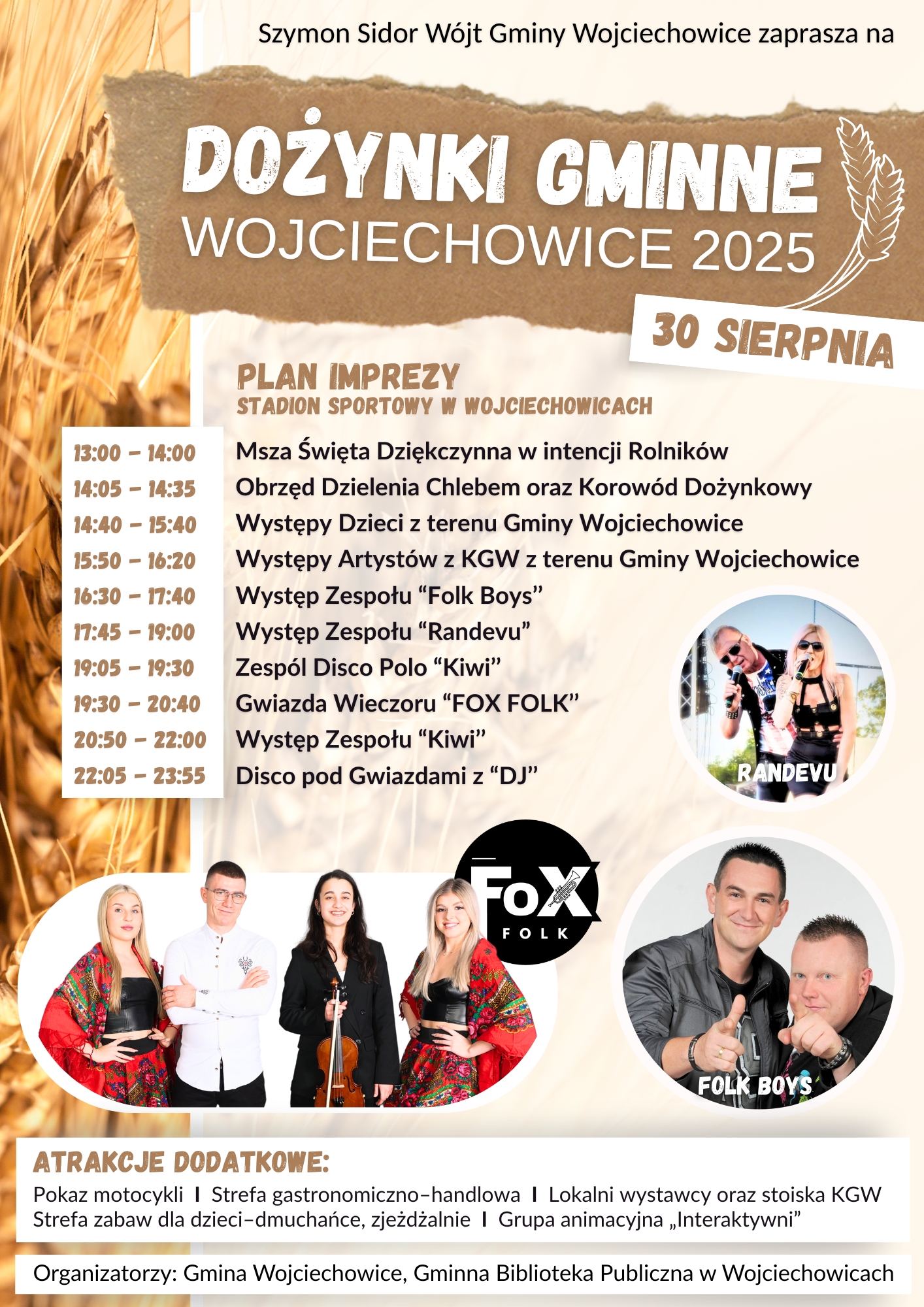 Plakat z informacjami o Dożynkach Gminnych 2025