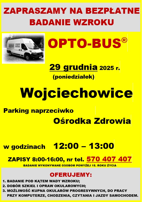 Grafika z informacjami o bezpłatnym badaniu wzroku