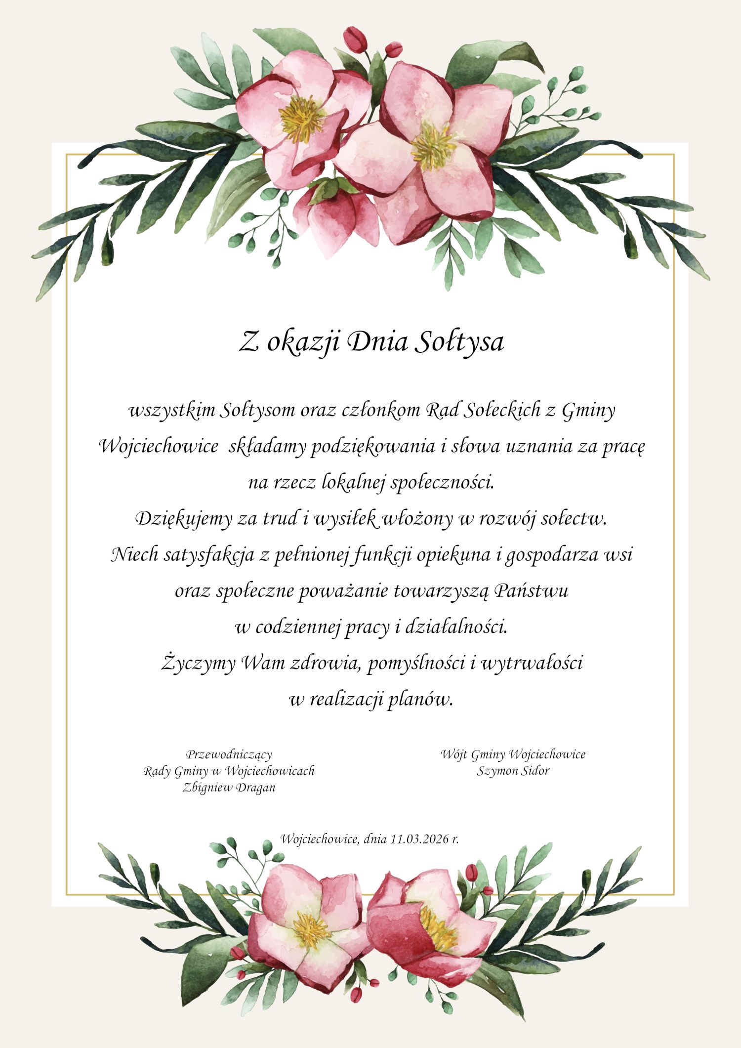 Grafika z życzeniami dla Sołtys&oacute;w