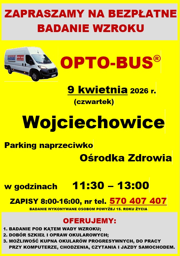 Grafika z informacjami o bezpłatnym badaniu wzroku