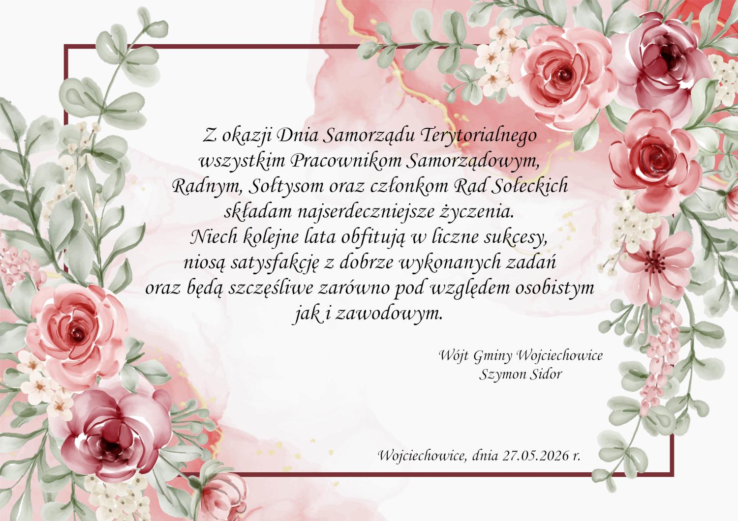 Życzenia z okazji Dnia Samorządu Terytorialnego Grafika z treścią życzeń